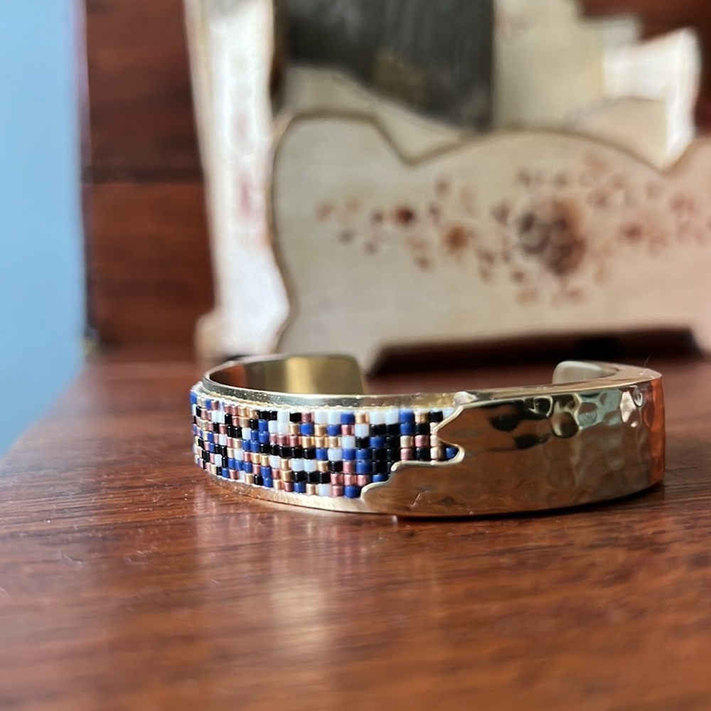 Rustic Cuff Dallas .5 Beaded Copper Confetti Cuff Bracelet Art Deco